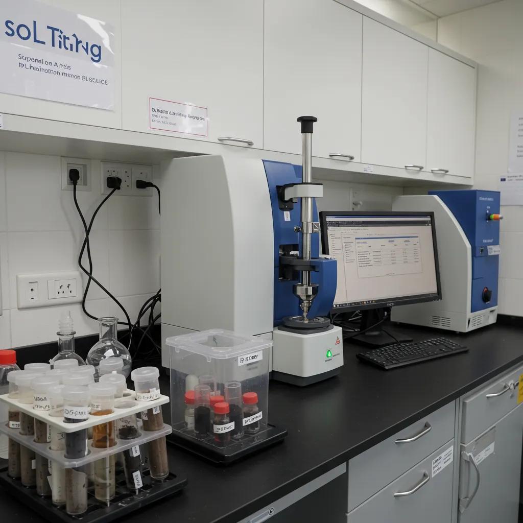 Soil testing laboratory with a technician carefully analyzing soil samples, showcasing the precision of professional soil testing services